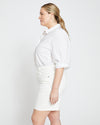 Katie High Rise Crossover Denim Shorts - White Image Thumbnmail #9