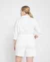 Katie High Rise Crossover Denim Shorts - White Image Thumbnmail #10