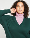Eco Relaxed Core V Neck Sweater - Heather Forest Image Thumbnmail #1