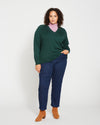 Eco Relaxed Core V Neck Sweater - Heather Forest Image Thumbnmail #2
