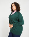 Eco Relaxed Core V Neck Sweater - Heather Forest Image Thumbnmail #3