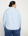 Elbe Popover Stretch Poplin Shirt Classic Fit - Blue/White Stripe Image Thumbnmail #3