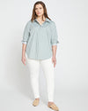 Elbe Popover Stretch Poplin Shirt Classic Fit - Sage/White Image Thumbnmail #2