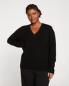 Pure Cashmere V Neck Sweater - Black Image Thumbnmail #3