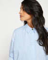 Elbe Stretch Poplin Shirt Classic Fit - Blue/White Stripe Image Thumbnmail #7