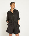 Juniper Linen Easy Pull-On Shorts - Black Image Thumbnmail #6