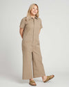 Kate Stretch Cotton Twill Jumpsuit - Taupe Image Thumbnmail #4
