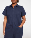 Kate Stretch Cotton Twill Jumpsuit - Navy Image Thumbnmail #2