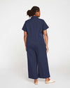 Kate Stretch Cotton Twill Jumpsuit - Navy Image Thumbnmail #4