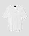 Lily Liquid Jersey V-Neck Stovepipe Tee - White Image Thumbnmail #3