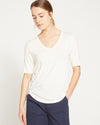 Lily Liquid Jersey V-Neck Stovepipe Tee - White Image Thumbnmail #1