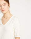 Lily Liquid Jersey V-Neck Stovepipe Tee - White Image Thumbnmail #2