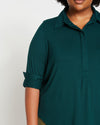 Elbe Popover Liquid Jersey Shirt Classic Fit - Forest Green Image Thumbnmail #1