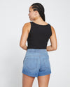 Capri Chambray Shorts - Midtone Blue Image Thumbnmail #4