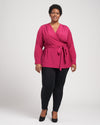 Spotlight Stretch Crepe Wrap Top - Berry Image Thumbnmail #3