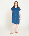 Short Sleeve Stretch Poplin Shirtdress - True Blue Image Thumbnmail #3