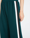 Stephanie Wide Leg Stripe Ponte Pants - Forest Green with Black/White Stripe Image Thumbnmail #2