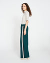 Stephanie Wide Leg Stripe Ponte Pants - Forest Green with Black/White Stripe Image Thumbnmail #3