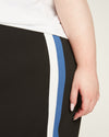 Stephanie Wide Leg Stripe Ponte Pants - Black with Blue/White Stripe Image Thumbnmail #3