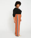 Stephanie Wide Leg Stripe Ponte Pants - Ginger with Black/White Stripe Image Thumbnmail #2