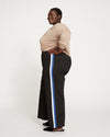 Stephanie Wide Leg Stripe Ponte Pants - Black with Blue/White Stripe Image Thumbnmail #8