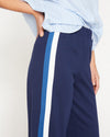 Stephanie Wide Leg Stripe Ponte Pants - Navy with Blue/White Stripe Image Thumbnmail #2