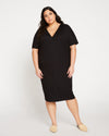Teresa Liquid Jersey V-Neck Dress - Black Image Thumbnmail #7