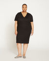Teresa Liquid Jersey V-Neck Dress - Black Image Thumbnmail #1