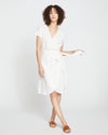 Tulip Hem Linen Wrap Dress - White Image Thumbnmail #1