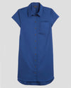 Short Sleeve Stretch Poplin Shirtdress - True Blue Image Thumbnmail #2
