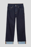 Stevie High Rise Cuffed Straight Leg Jeans - Vintage Indigo Selvedge Image Thumbnmail #4