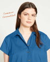 Short Sleeve Stretch Poplin Shirtdress - True Blue Image Thumbnmail #1