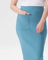Ana Ribbed Sweater Skirt With Pocket - Powder Blue Image Thumbnmail #3