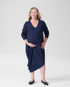 Iconic Long Sleeve V-Neck Geneva Dress Mom - Navy Image Thumbnmail #1