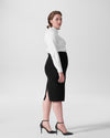 Lynn Luxe Twill Pencil Skirt - Black Image Thumbnmail #3